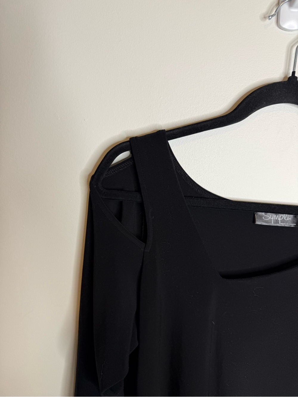Sympli Black Asymmetrical Neck Cutout Top - Picture 3 of 7